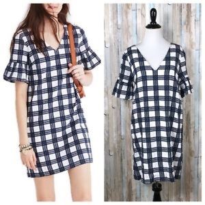 Madewell Black and White Plaid Print Tunic Dress